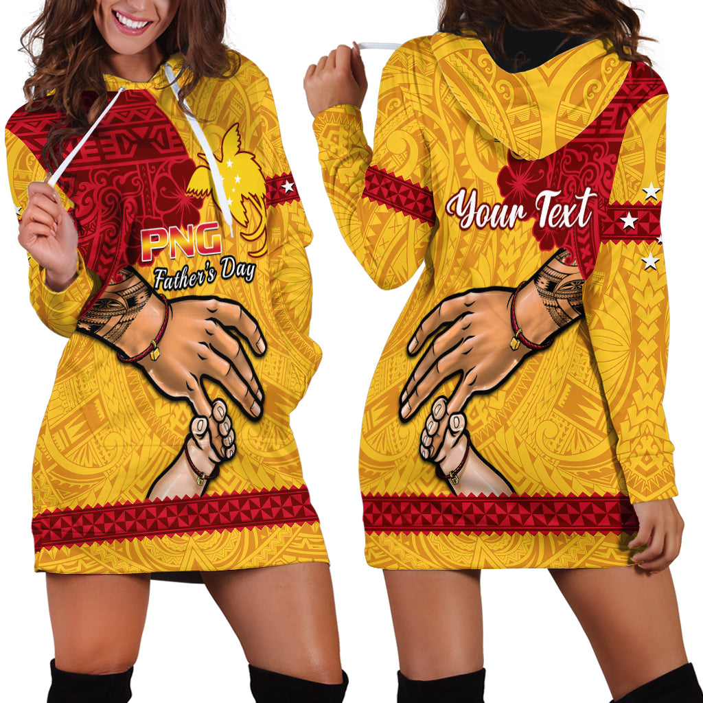 Personalised Father Day Papua New Guinea Hoodie Dress PNG I Love You Dad Yellow Version - Wonder Print Shop