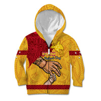 Personalised Father Day Papua New Guinea Kid Hoodie PNG I Love You Dad Yellow Version - Wonder Print Shop