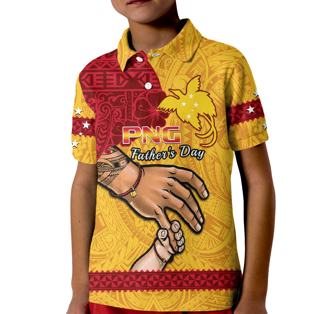 Custom Father Day Papua New Guinea Polo Shirt for Kid PNG I Love You Dad Yellow Version - Wonder Print Shop