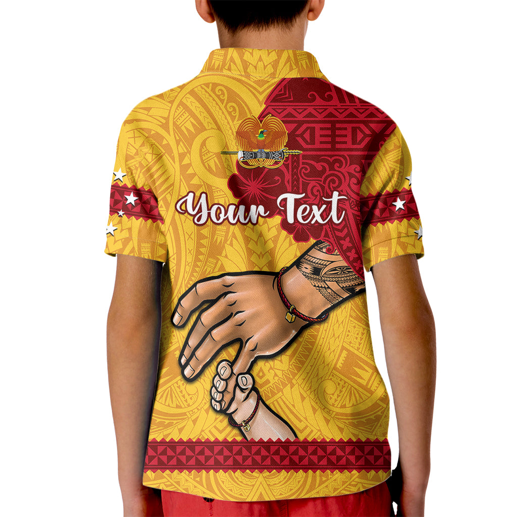 Custom Father Day Papua New Guinea Polo Shirt for Kid PNG I Love You Dad Yellow Version - Wonder Print Shop