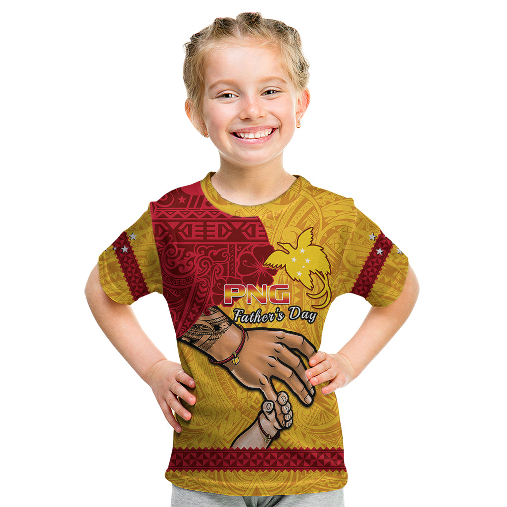 Personalised Father Day Papua New Guinea Kid T Shirt PNG I Love You Dad Yellow Version - Wonder Print Shop