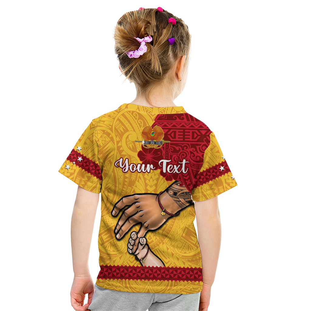 Personalised Father Day Papua New Guinea Kid T Shirt PNG I Love You Dad Yellow Version - Wonder Print Shop