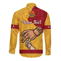 Personalised Father Day Papua New Guinea Long Sleeve Button Shirt PNG I Love You Dad Yellow Version - Wonder Print Shop