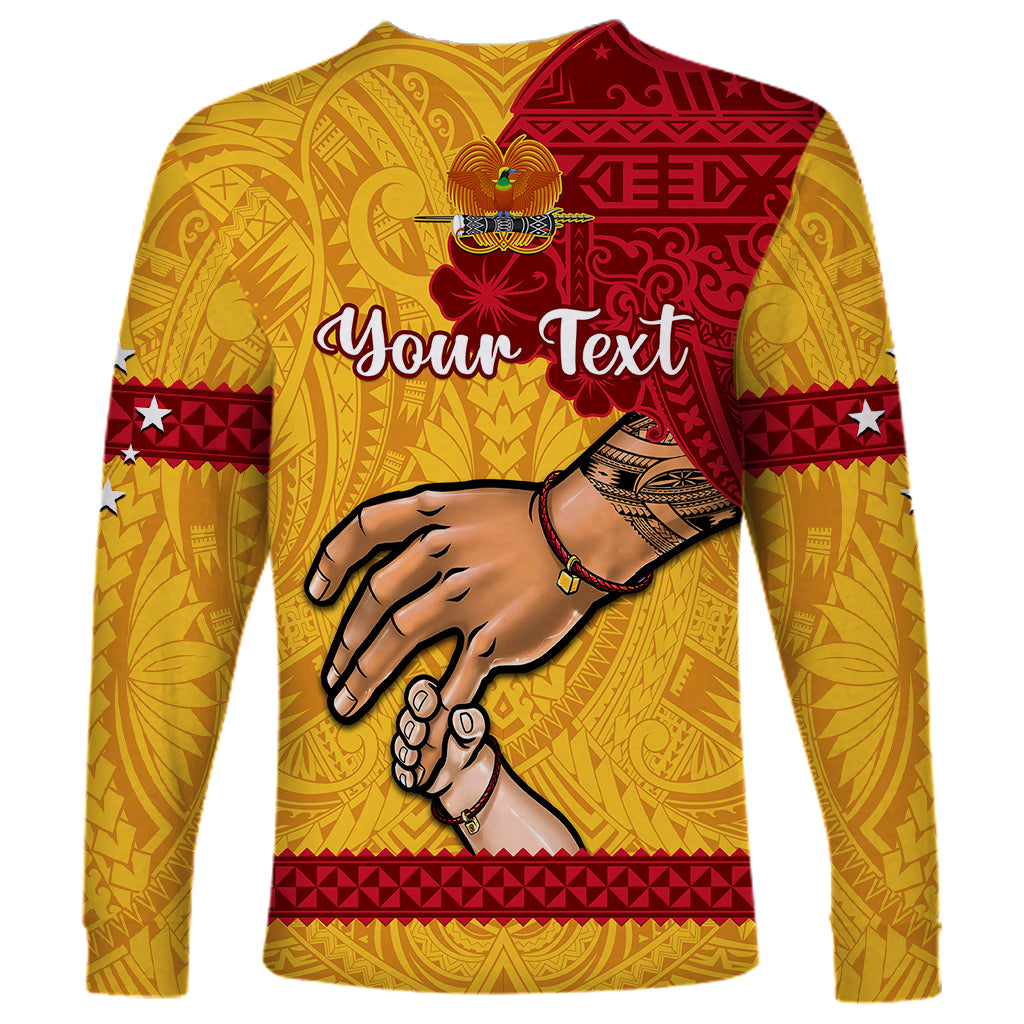 Personalised Father Day Papua New Guinea Long Sleeve Shirt PNG I Love You Dad Yellow Version - Wonder Print Shop