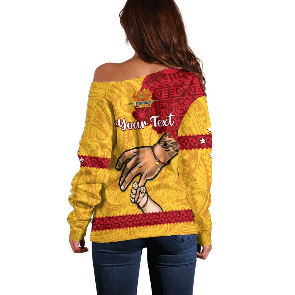 Personalised Father Day Papua New Guinea Off Shoulder Sweater PNG I Love You Dad Yellow Version - Wonder Print Shop