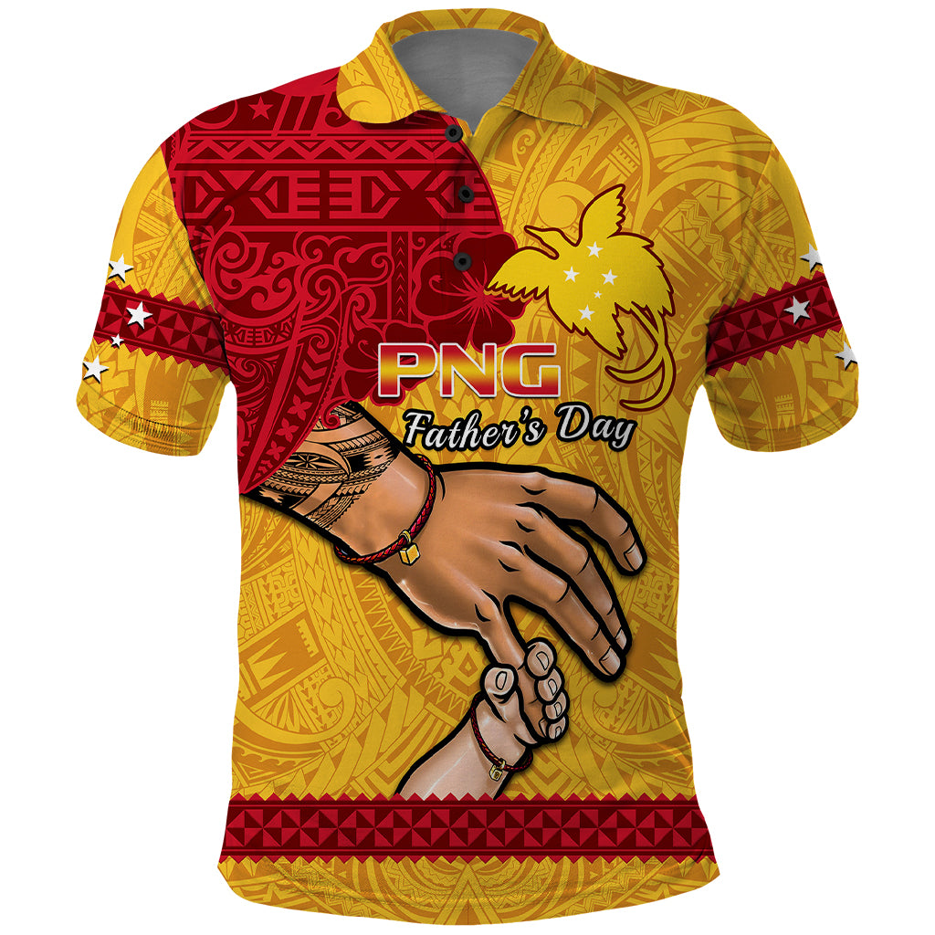 Custom Father Day Papua New Guinea Polo Shirt PNG I Love You Dad Yellow Version - Wonder Print Shop