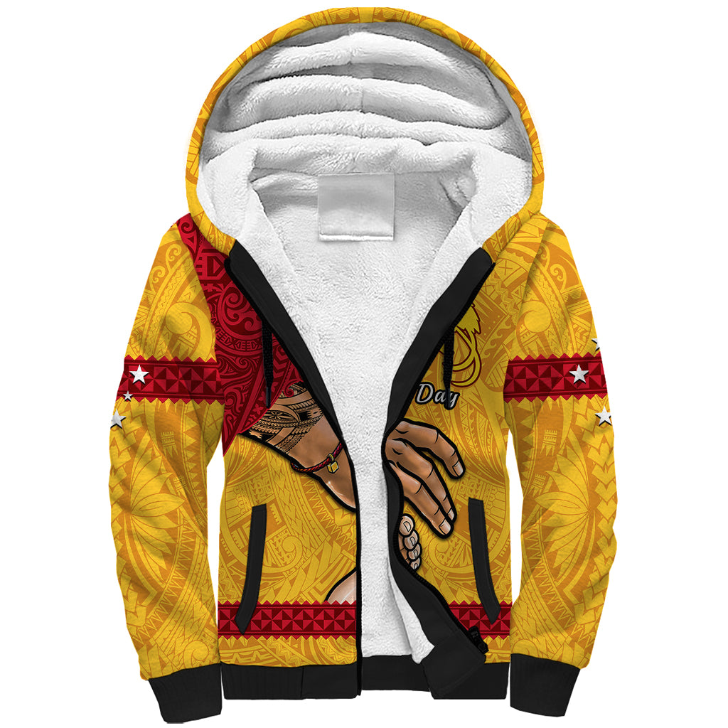 Personalised Father Day Papua New Guinea Sherpa Hoodie PNG I Love You Dad Yellow Version - Wonder Print Shop