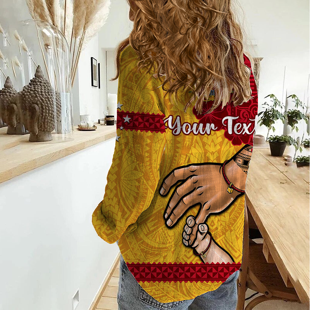 Personalised Father Day Papua New Guinea Women Casual Shirt PNG I Love You Dad Yellow Version - Wonder Print Shop