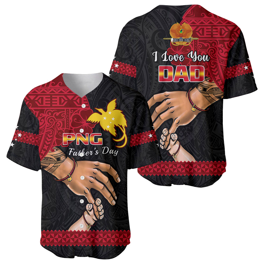Polynesian Pride Father Day Papua New Guinea Baseball Jersey PNG I Love You Dad Black Version - Wonder Print Shop