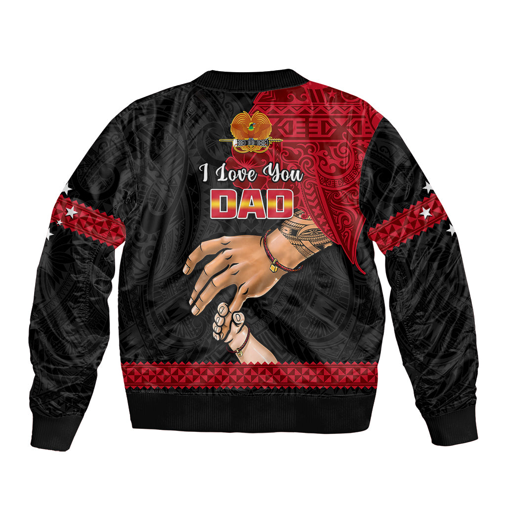 Polynesian Pride Father Day Papua New Guinea Bomber Jacket PNG I Love You Dad Black Version - Wonder Print Shop
