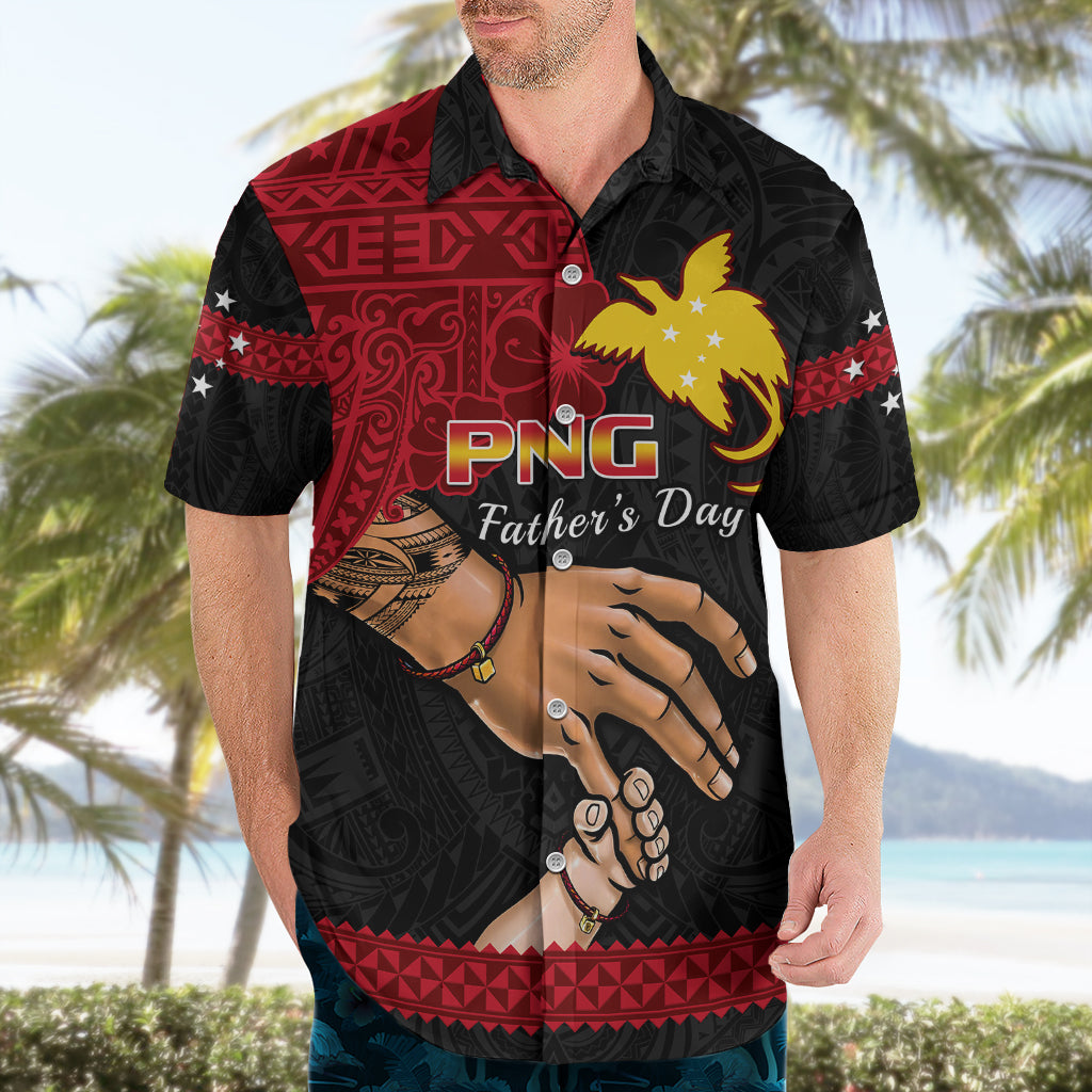 Polynesian Pride Father Day Papua New Guinea Hawaiian Shirt PNG I Love You Dad Black Version - Wonder Print Shop