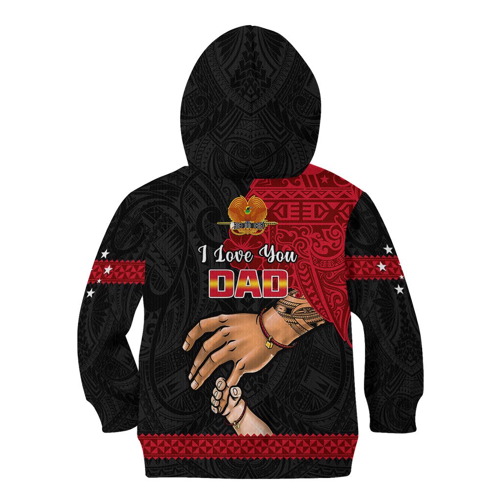 Polynesian Pride Father Day Papua New Guinea Kid Hoodie PNG I Love You Dad Black Version - Wonder Print Shop