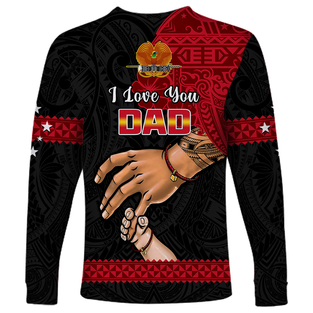 Polynesian Pride Father Day Papua New Guinea Long Sleeve Shirt PNG I Love You Dad Black Version - Wonder Print Shop