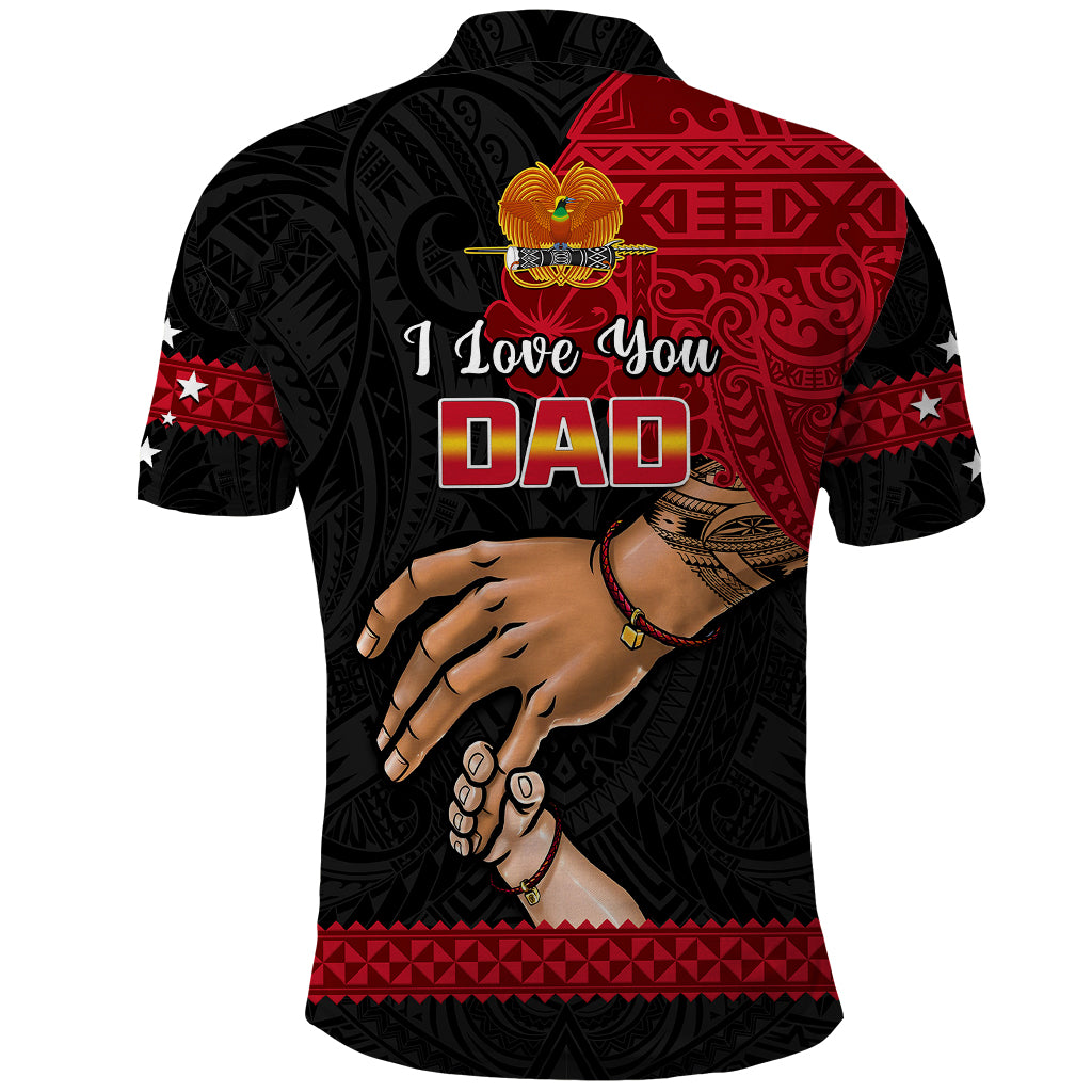 Polynesian Pride Father Day Papua New Guinea Polo Shirt PNG I Love You Dad Black Version - Wonder Print Shop