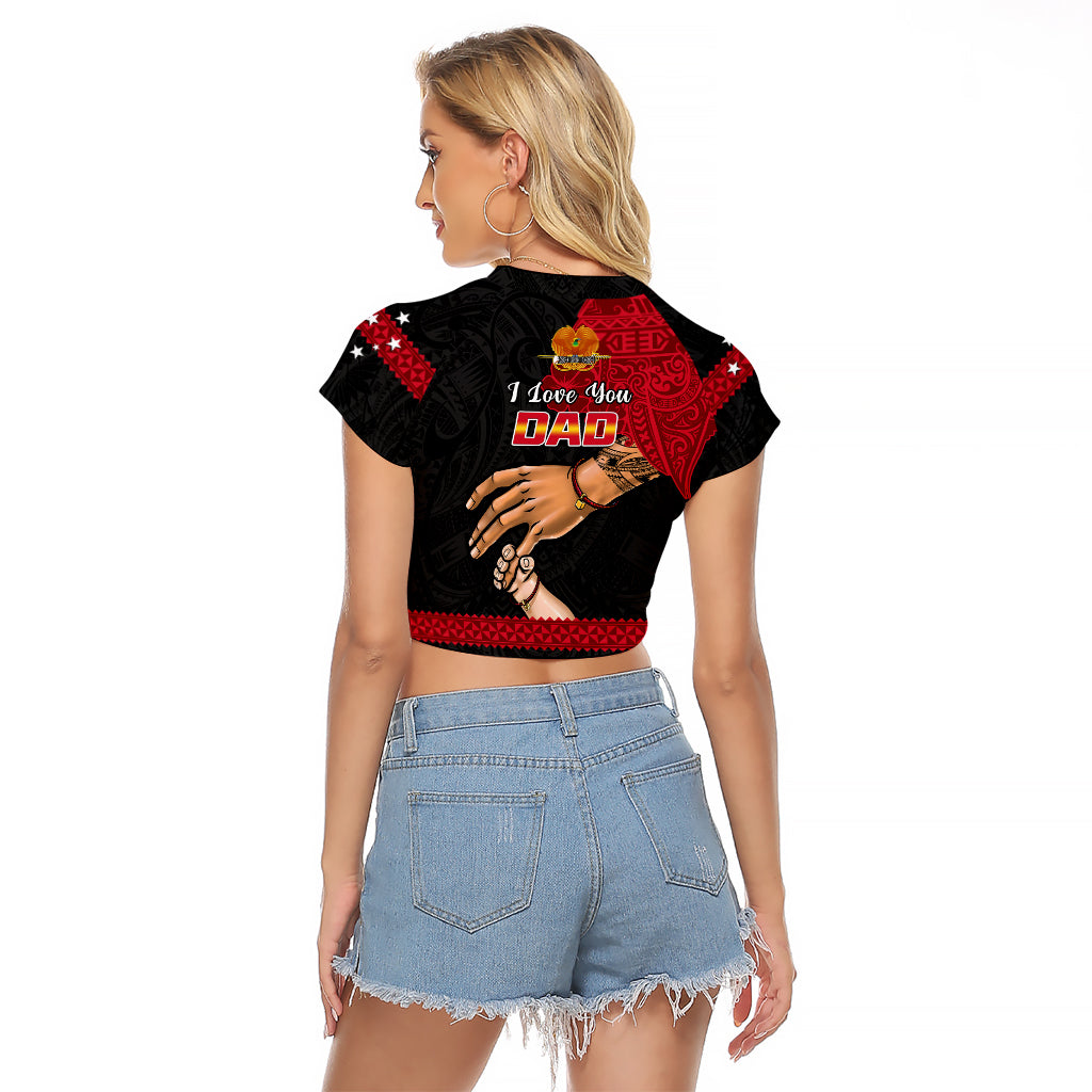 Polynesian Pride Father Day Papua New Guinea Raglan Cropped T Shirt PNG I Love You Dad Black Version - Wonder Print Shop