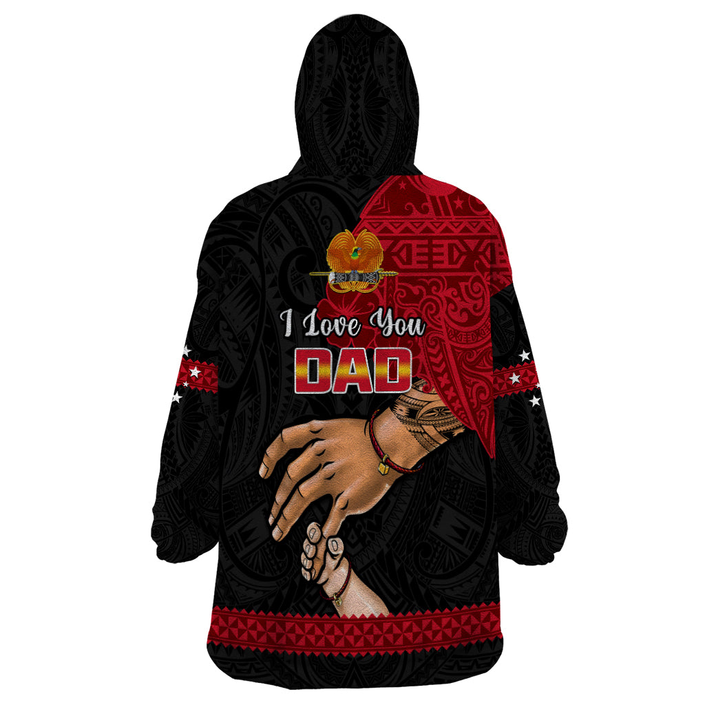Polynesian Pride Father Day Papua New Guinea Wearable Blanket Hoodie PNG I Love You Dad Black Version - Wonder Print Shop
