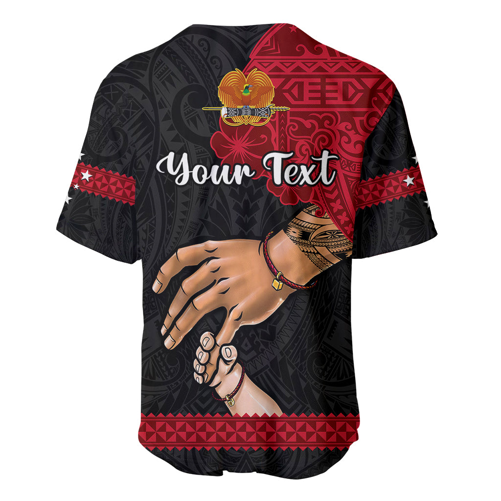 Personalised Father Day Papua New Guinea Baseball Jersey PNG I Love You Dad Black Version - Wonder Print Shop