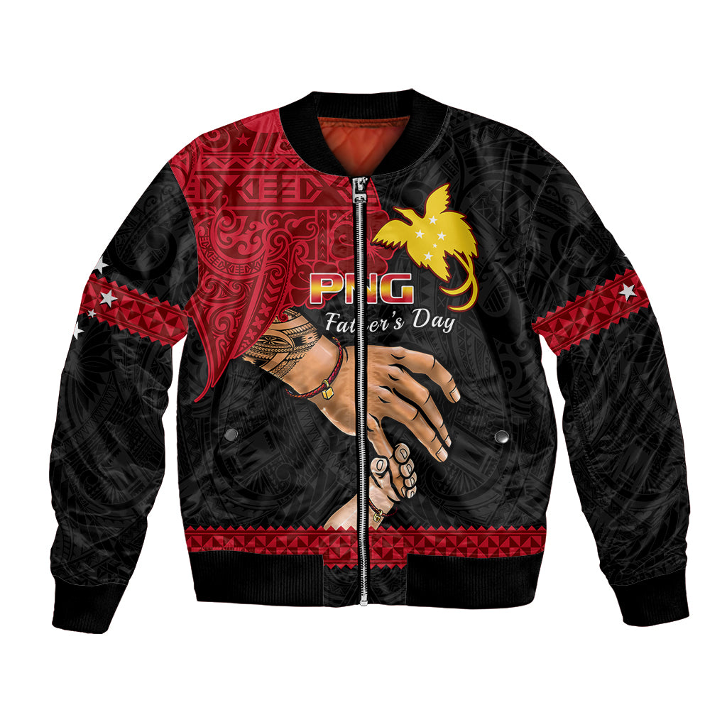 Personalised Father Day Papua New Guinea Bomber Jacket PNG I Love You Dad Black Version - Wonder Print Shop