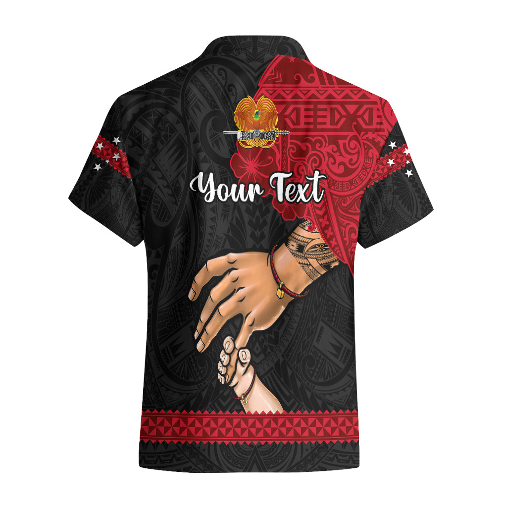 Personalised Father Day Papua New Guinea Hawaiian Shirt PNG I Love You Dad Black Version - Wonder Print Shop