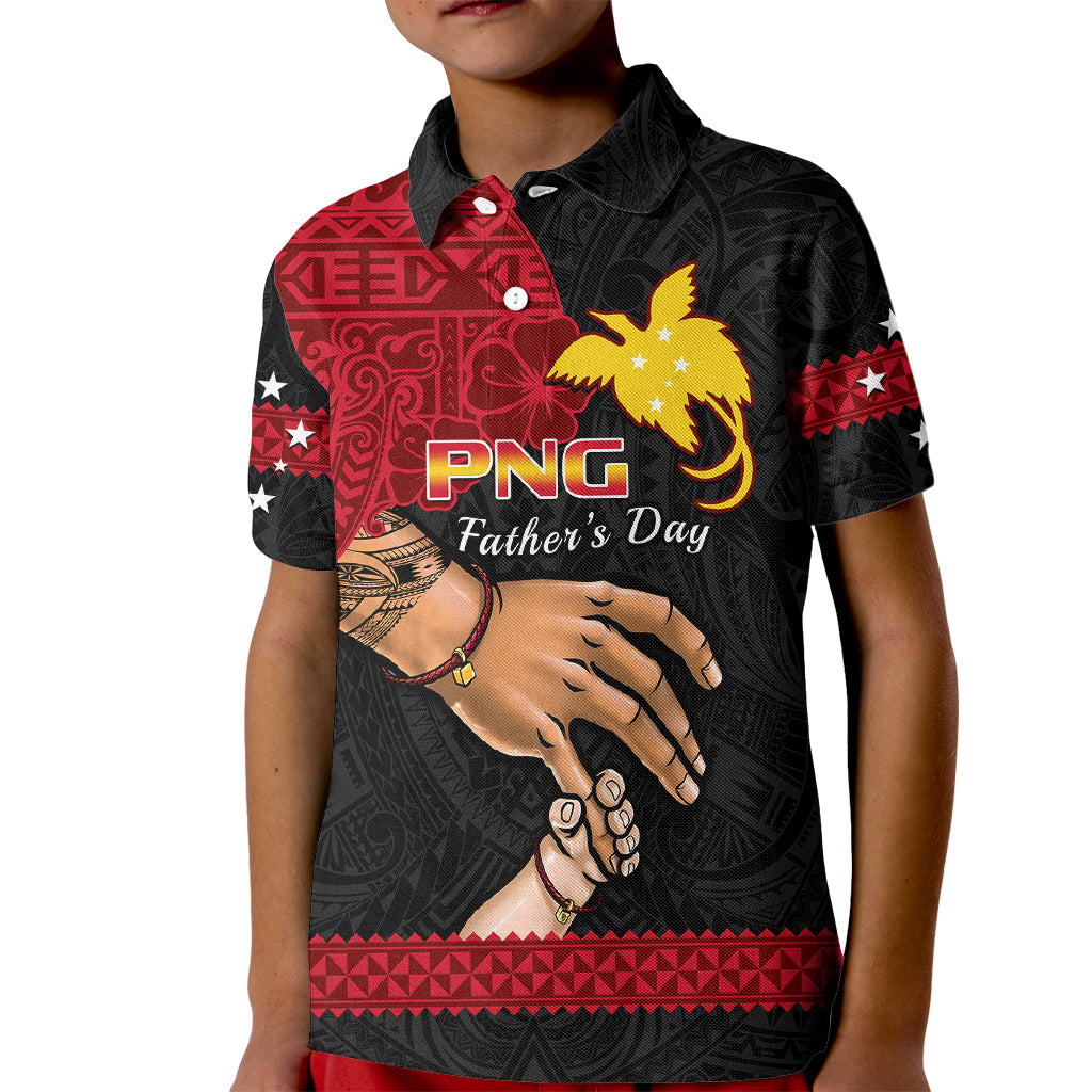 Custom Father Day Papua New Guinea Polo Shirt for Kid PNG I Love You Dad Black Version - Wonder Print Shop