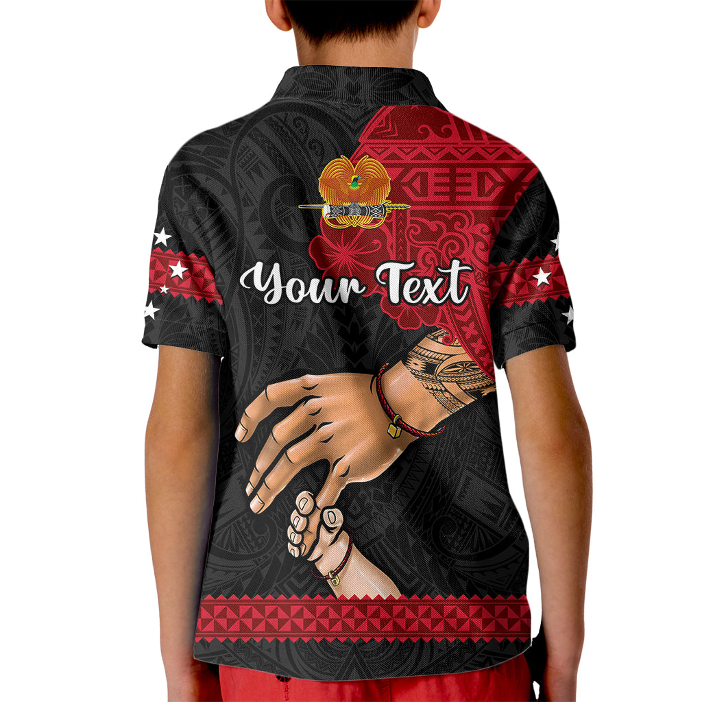 Custom Father Day Papua New Guinea Polo Shirt for Kid PNG I Love You Dad Black Version - Wonder Print Shop