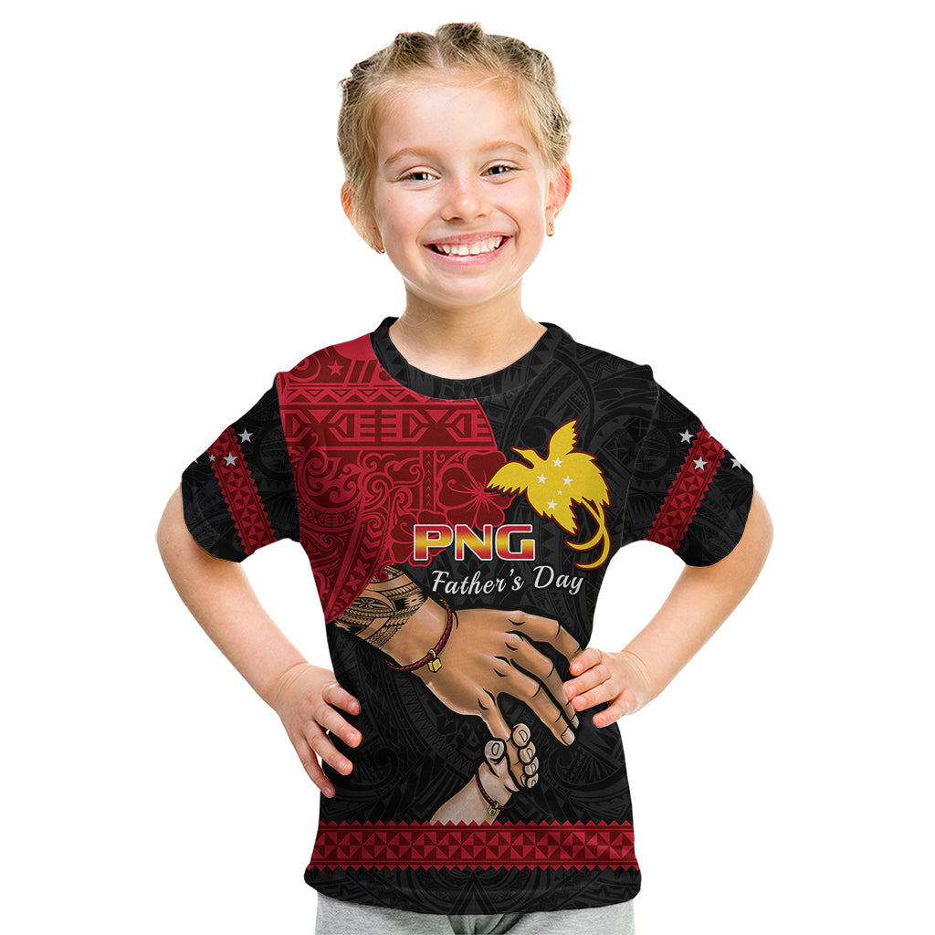 Personalised Father Day Papua New Guinea Kid T Shirt PNG I Love You Dad Black Version - Wonder Print Shop
