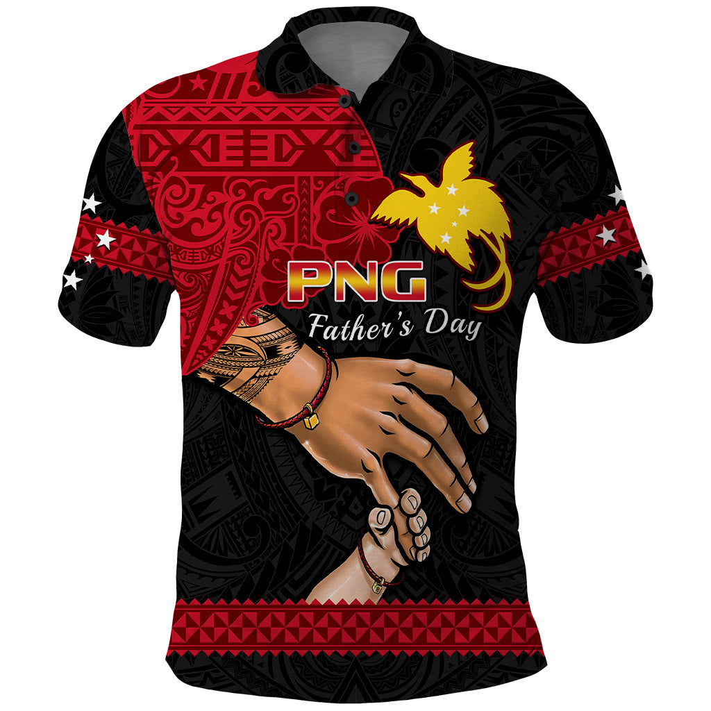 Custom Father Day Papua New Guinea Polo Shirt PNG I Love You Dad Black Version - Wonder Print Shop