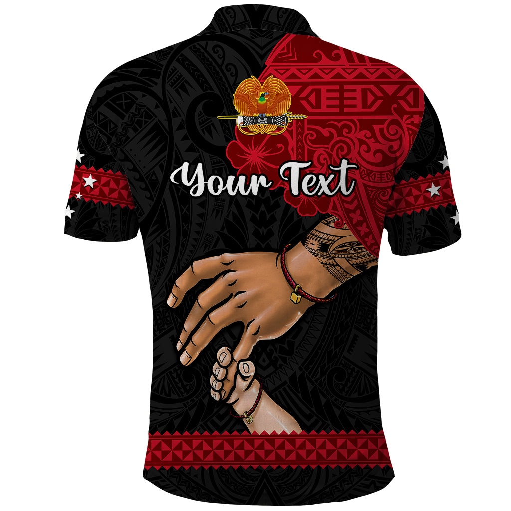 Custom Father Day Papua New Guinea Polo Shirt PNG I Love You Dad Black Version - Wonder Print Shop