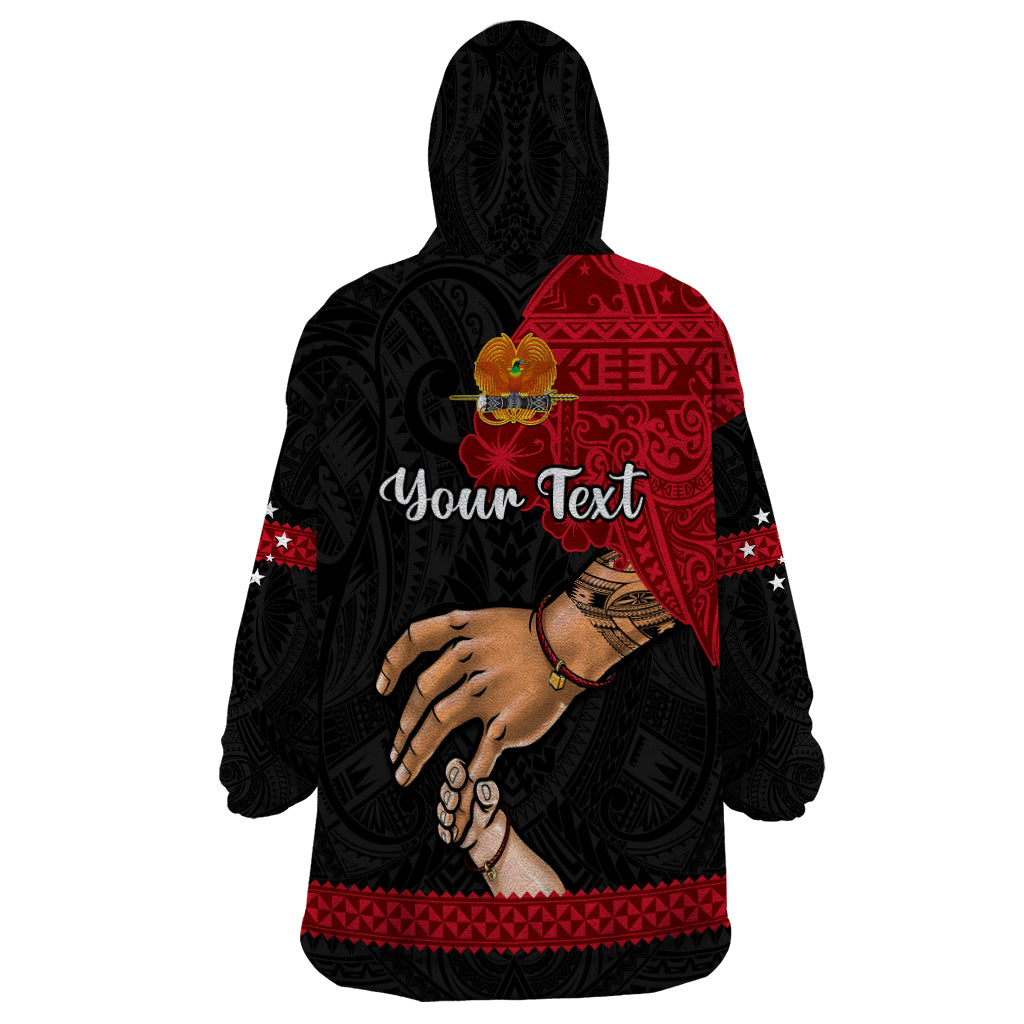 Personalised Father Day Papua New Guinea Wearable Blanket Hoodie PNG I Love You Dad Black Version - Wonder Print Shop