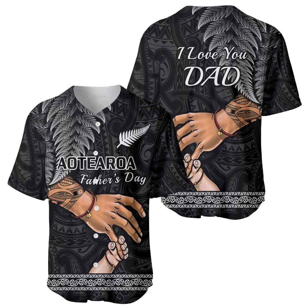 Polynesian Pride Father Day New Zealand Baseball Jersey Aotearoa Maori Fern I Love You Dad - Wonder Print Shop