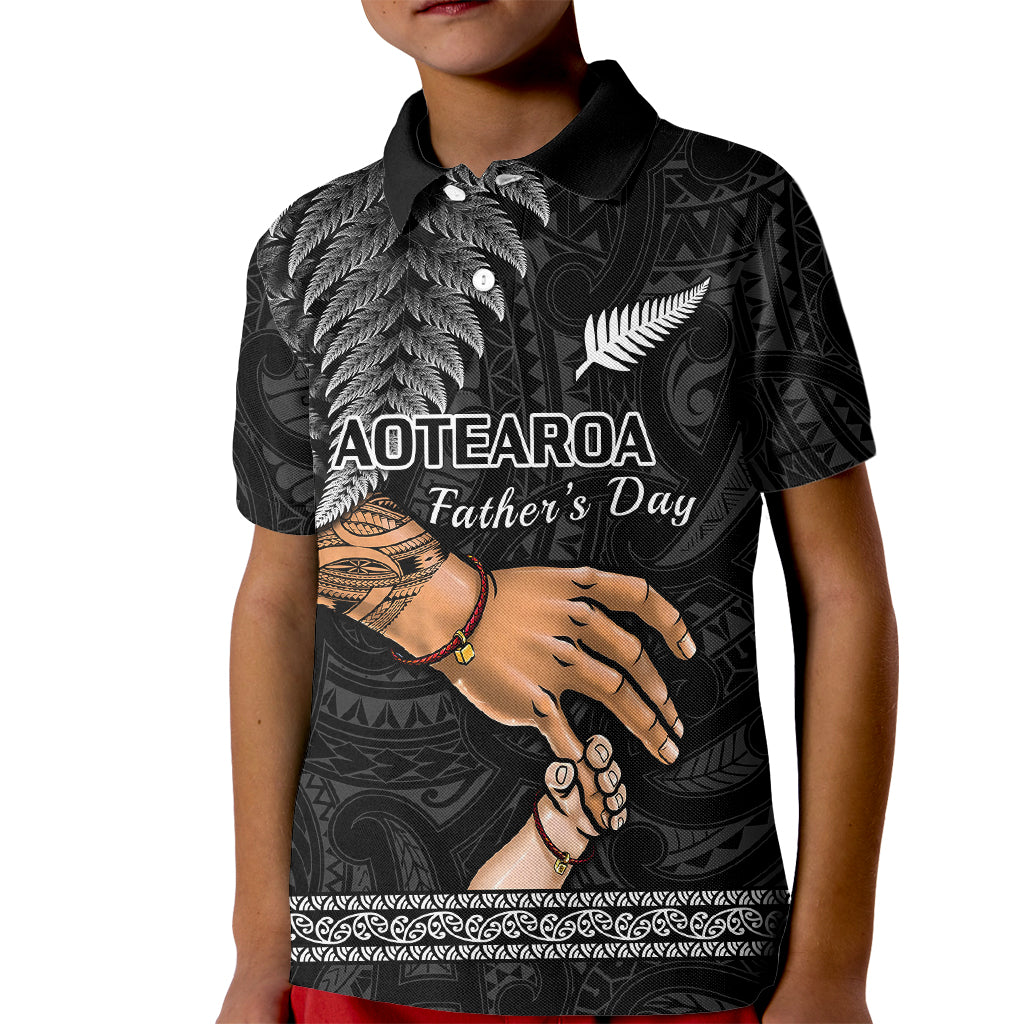 Polynesian Pride Father Day New Zealand Polo Shirt for Kid Aotearoa Maori Fern I Love You Dad - Wonder Print Shop