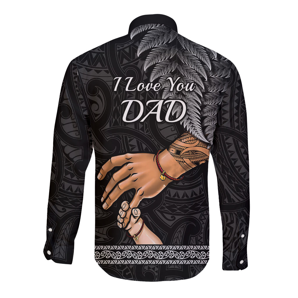 Polynesian Pride Father Day New Zealand Long Sleeve Button Shirt Aotearoa Maori Fern I Love You Dad - Wonder Print Shop