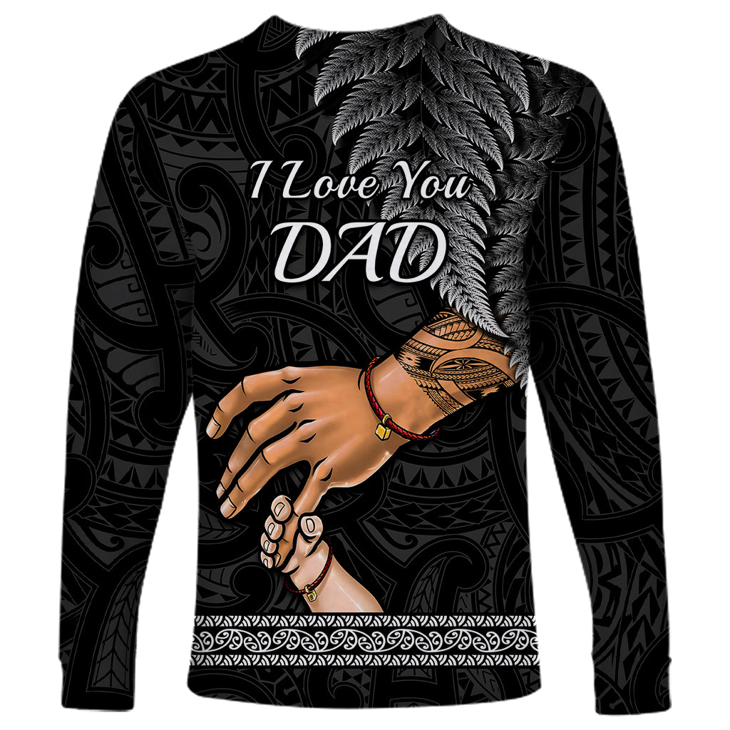 Polynesian Pride Father Day New Zealand Long Sleeve Shirt Aotearoa Maori Fern I Love You Dad - Wonder Print Shop