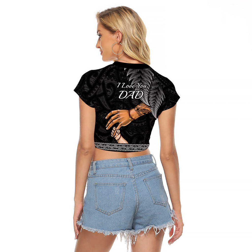 Polynesian Pride Father Day New Zealand Raglan Cropped T Shirt Aotearoa Maori Fern I Love You Dad - Wonder Print Shop