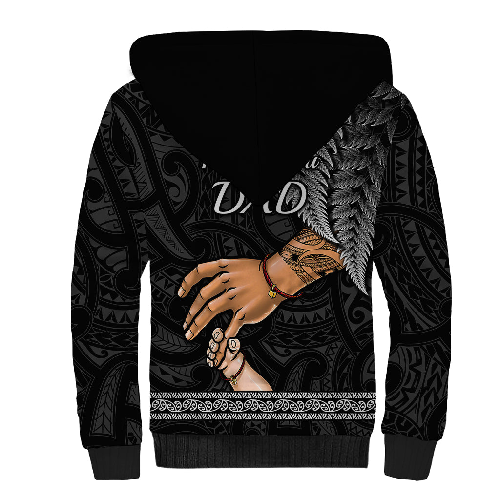 Polynesian Pride Father Day New Zealand Sherpa Hoodie Aotearoa Maori Fern I Love You Dad - Wonder Print Shop