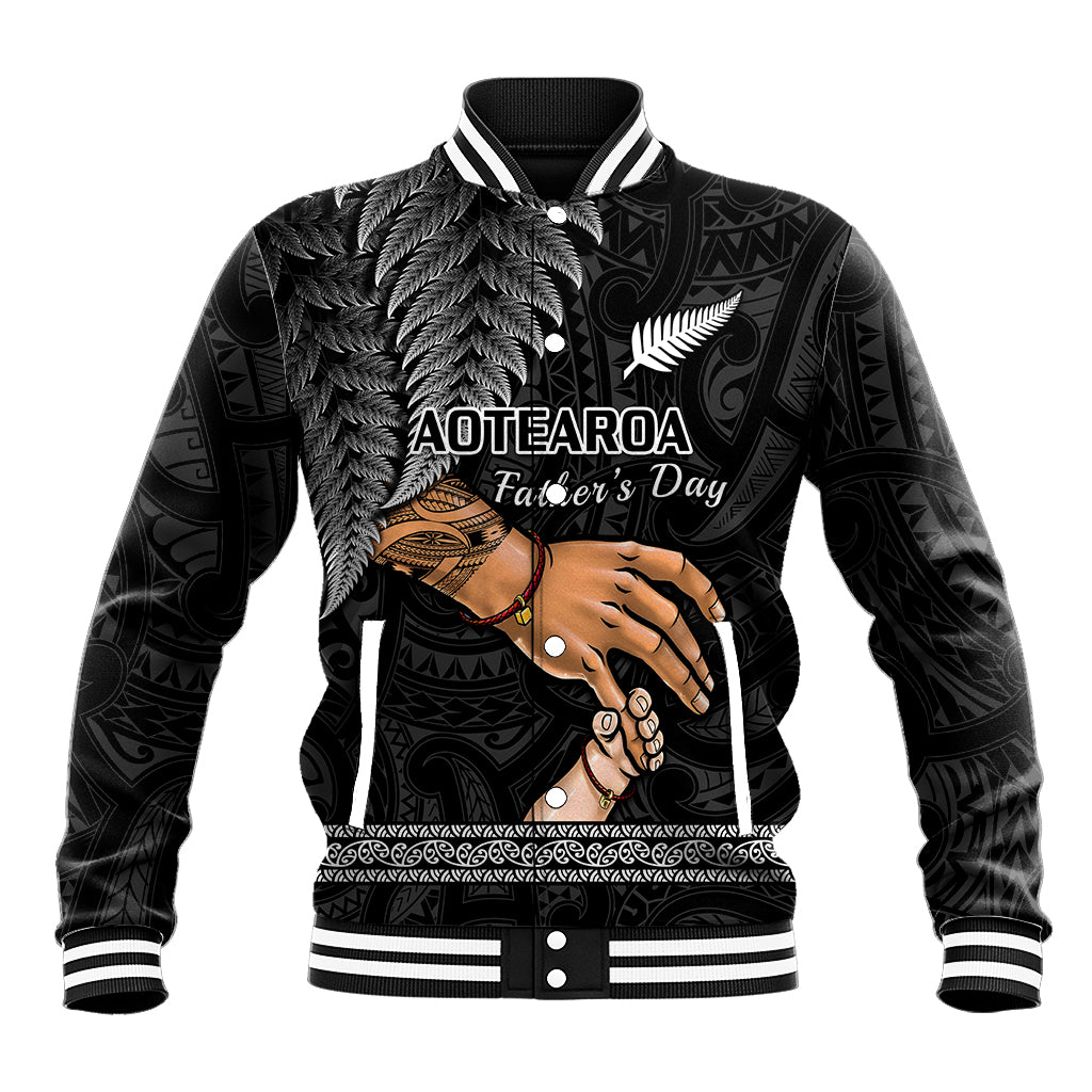 Personalised Father Day New Zealand Baseball Jacket Aotearoa Maori Fern I Love You Dad - Wonder Print Shop