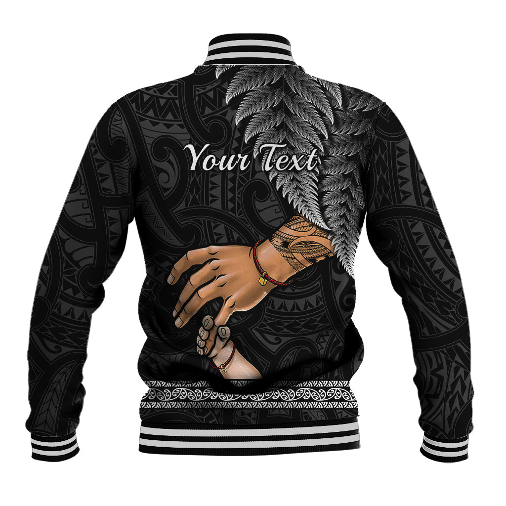 Personalised Father Day New Zealand Baseball Jacket Aotearoa Maori Fern I Love You Dad - Wonder Print Shop
