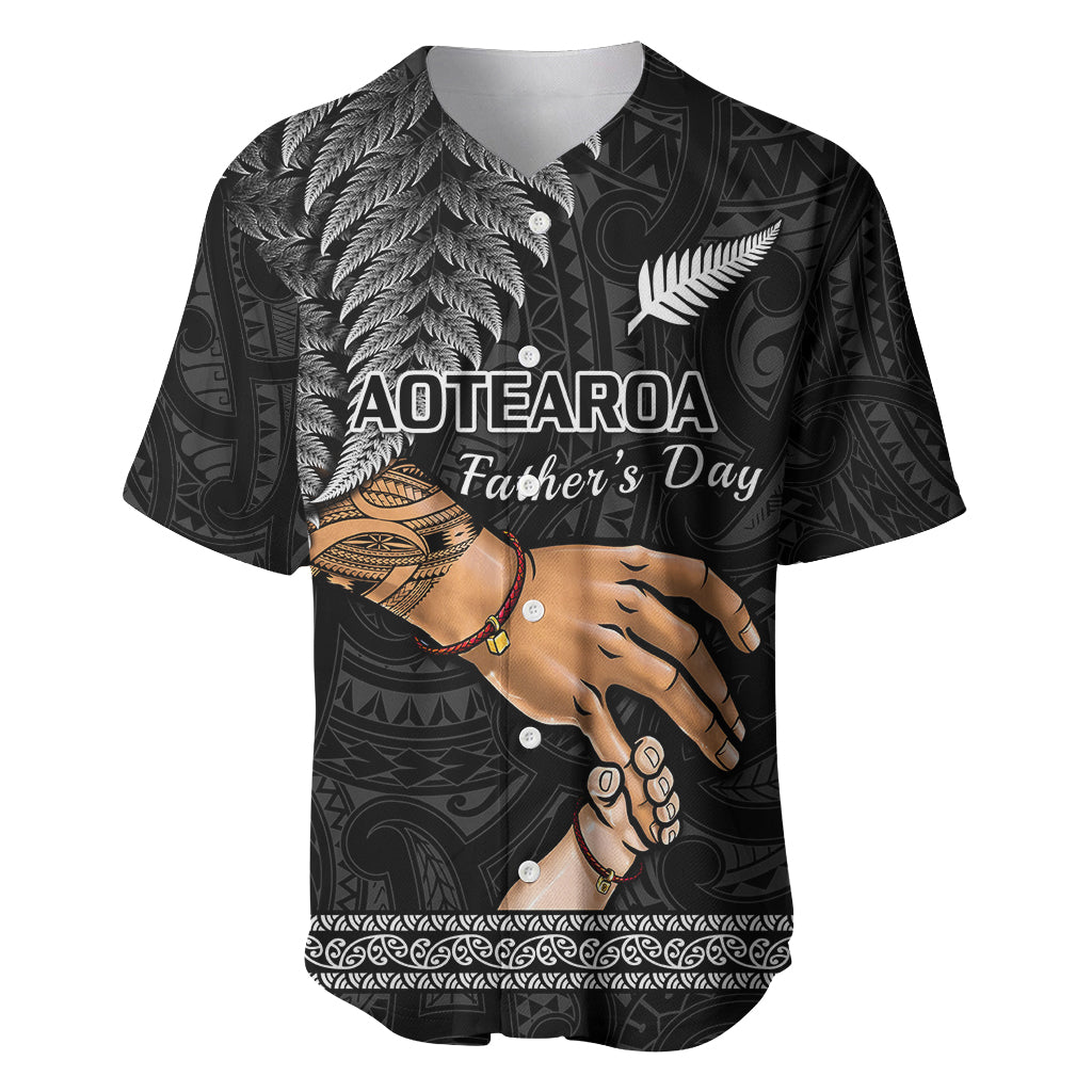 Personalised Father Day New Zealand Baseball Jersey Aotearoa Maori Fern I Love You Dad - Wonder Print Shop