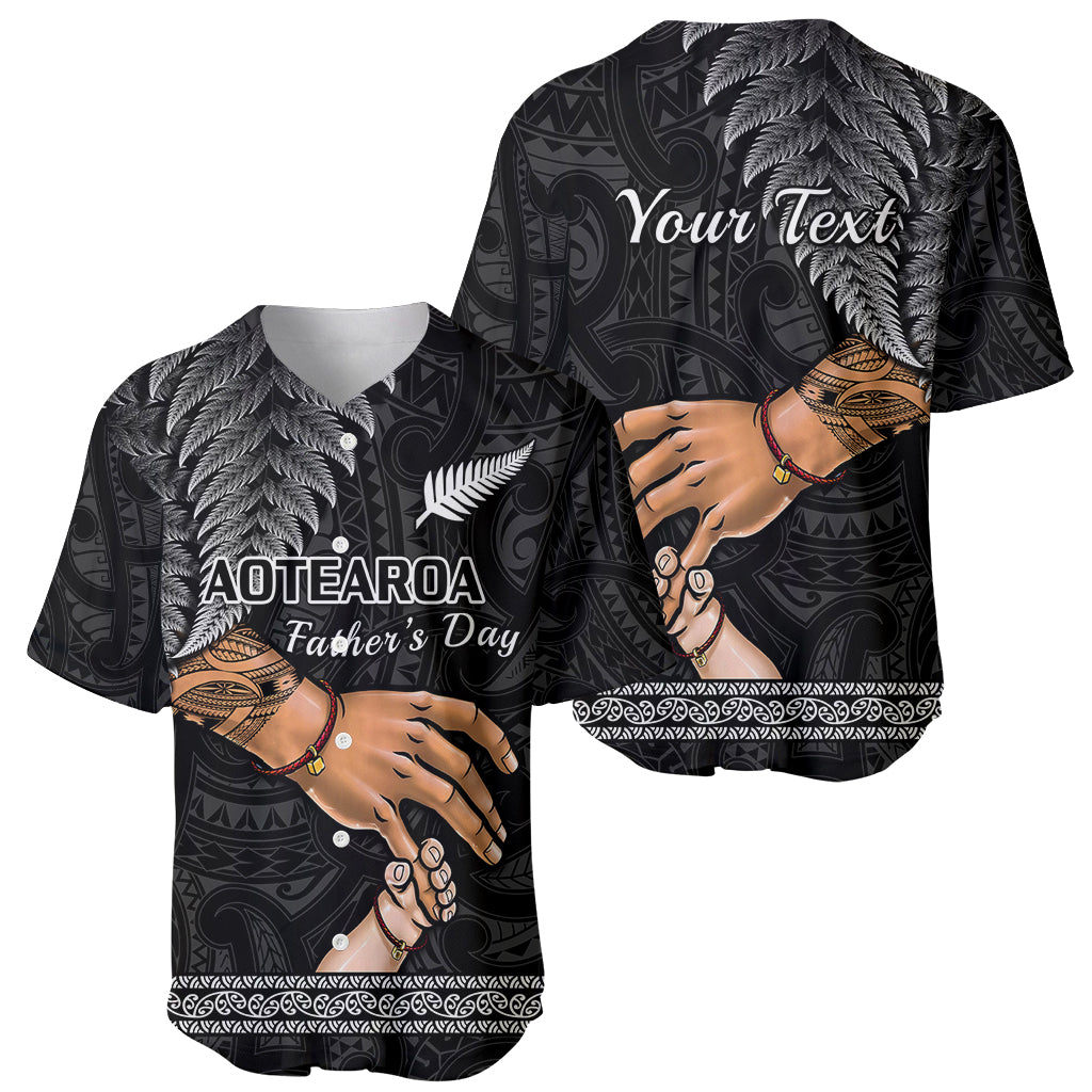 Personalised Father Day New Zealand Baseball Jersey Aotearoa Maori Fern I Love You Dad - Wonder Print Shop