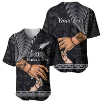 Personalised Father Day New Zealand Baseball Jersey Aotearoa Maori Fern I Love You Dad - Wonder Print Shop