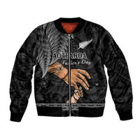 Personalised Father Day New Zealand Bomber Jacket Aotearoa Maori Fern I Love You Dad - Wonder Print Shop