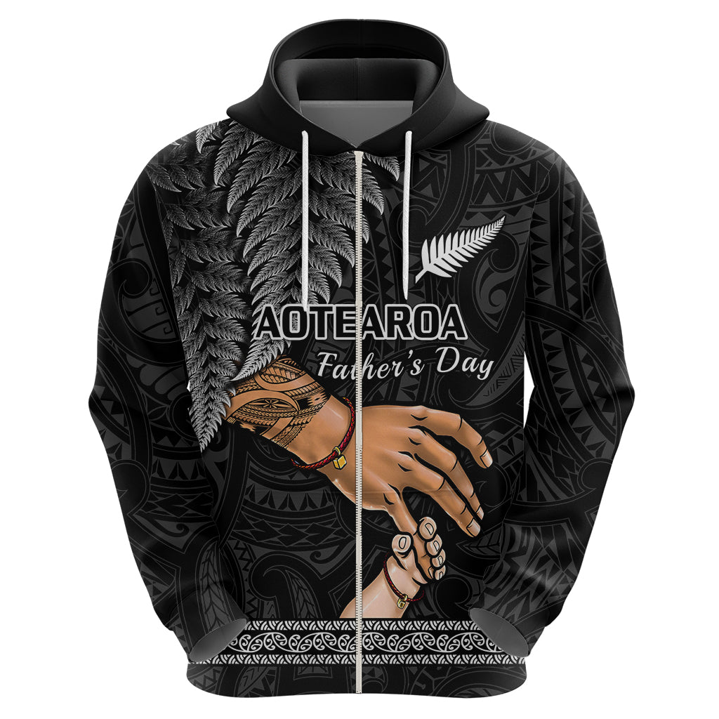 Personalised Father Day New Zealand Hoodie Aotearoa Maori Fern I Love You Dad - Wonder Print Shop