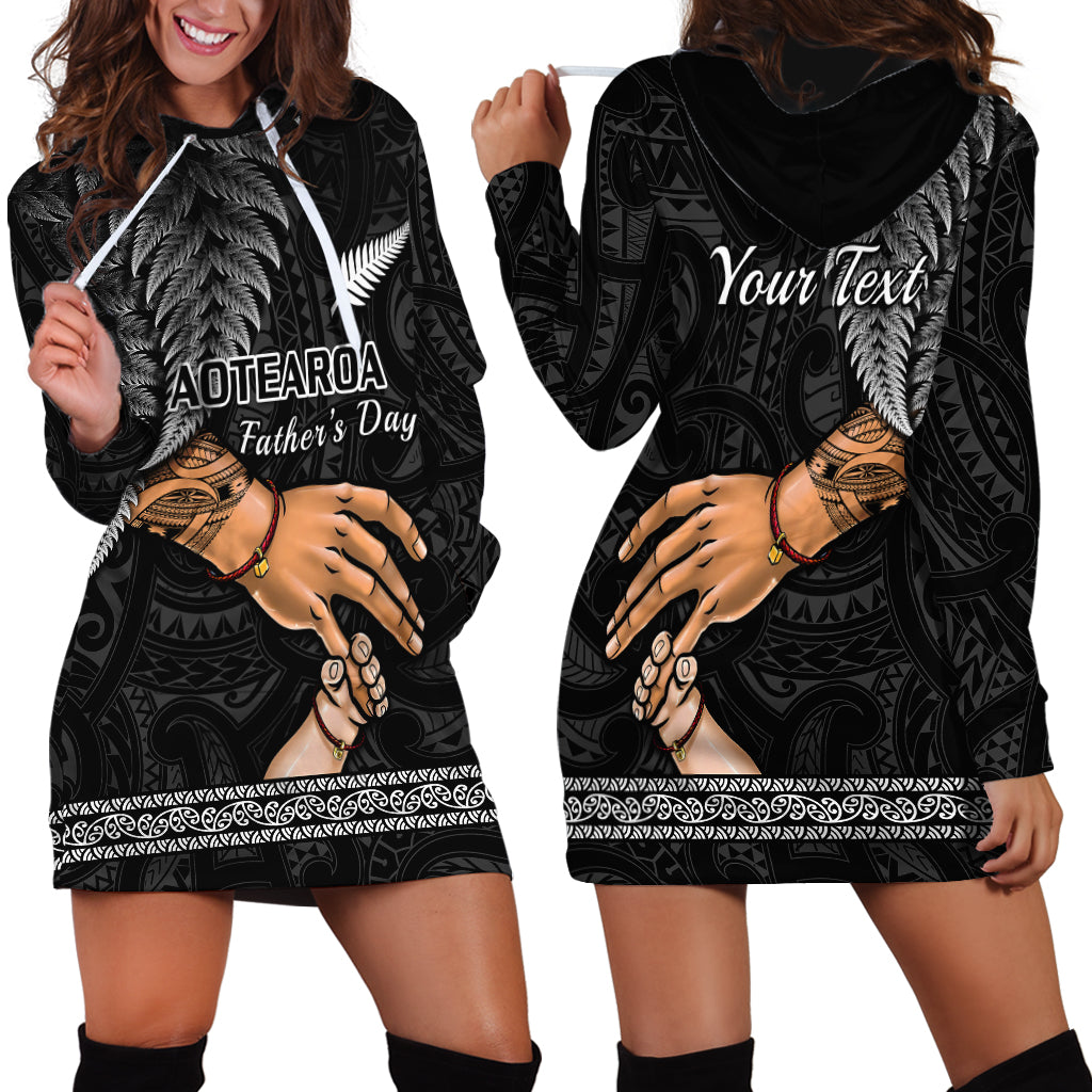 Personalised Father Day New Zealand Hoodie Dress Aotearoa Maori Fern I Love You Dad - Wonder Print Shop