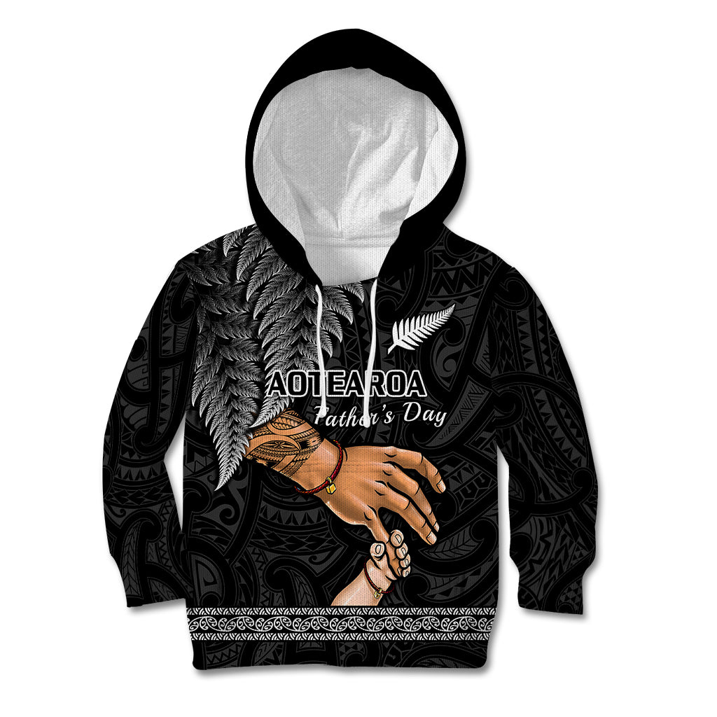 Personalised Father Day New Zealand Kid Hoodie Aotearoa Maori Fern I Love You Dad - Wonder Print Shop
