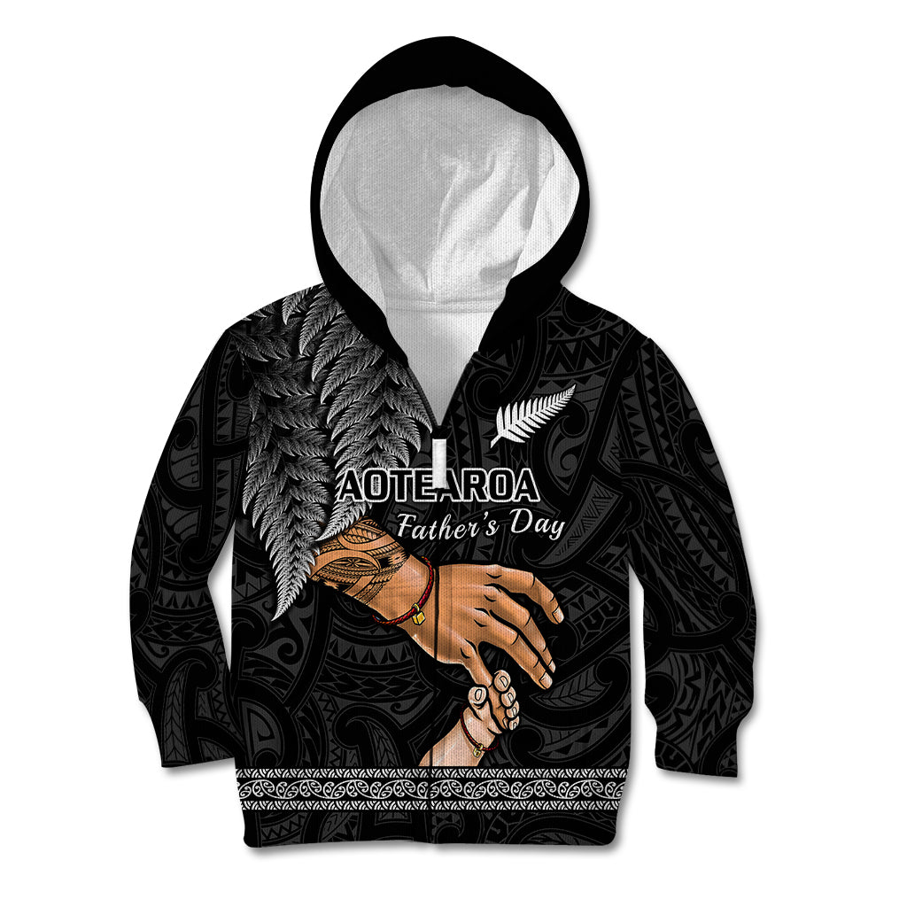 Personalised Father Day New Zealand Kid Hoodie Aotearoa Maori Fern I Love You Dad - Wonder Print Shop