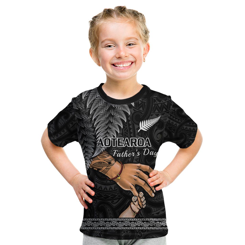 Personalised Father Day New Zealand Kid T Shirt Aotearoa Maori Fern I Love You Dad - Wonder Print Shop