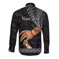 Personalised Father Day New Zealand Long Sleeve Button Shirt Aotearoa Maori Fern I Love You Dad - Wonder Print Shop