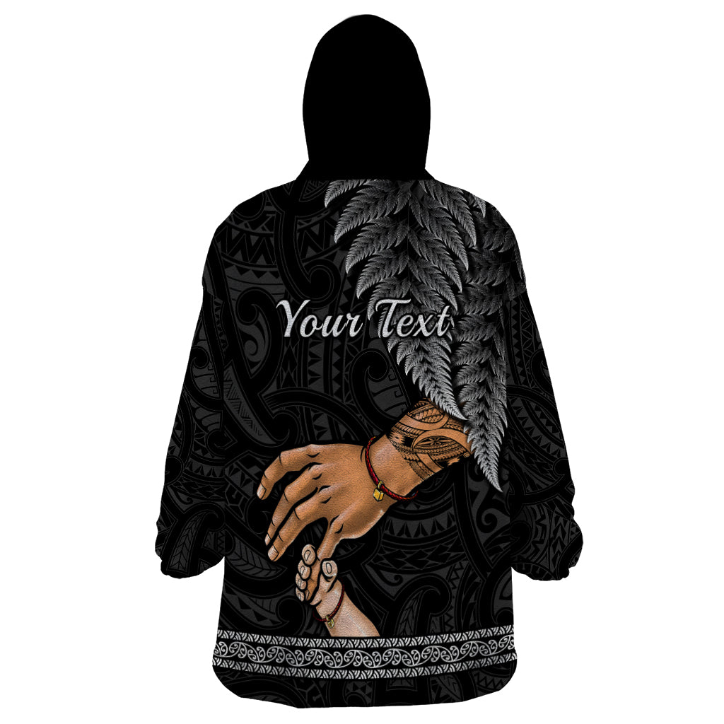 Personalised Father Day New Zealand Wearable Blanket Hoodie Aotearoa Maori Fern I Love You Dad - Wonder Print Shop