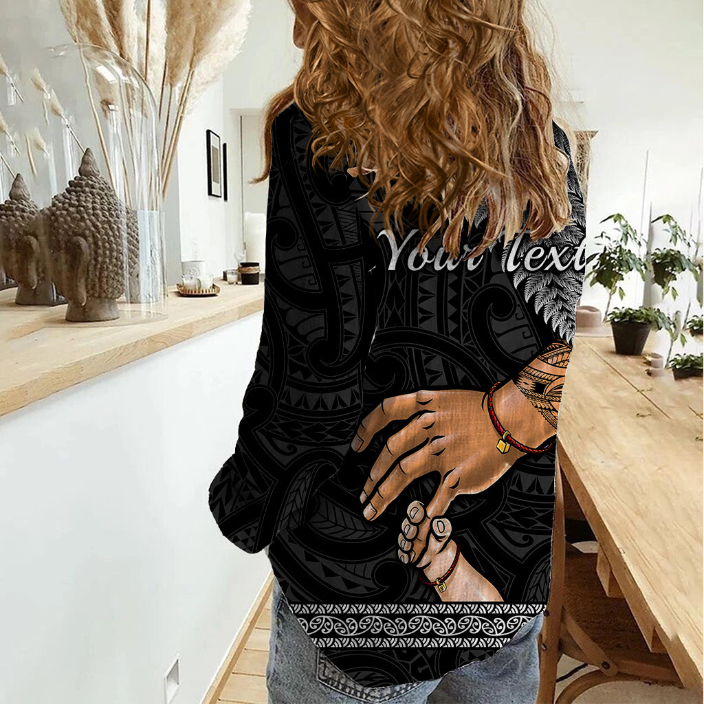 Personalised Father Day New Zealand Women Casual Shirt Aotearoa Maori Fern I Love You Dad - Wonder Print Shop