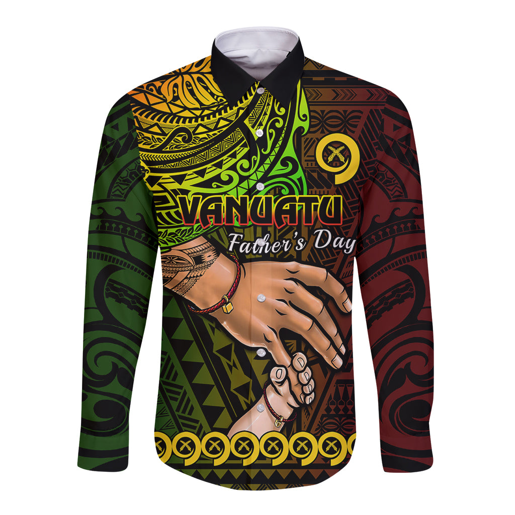 Personalised Father Day Vanuatu Long Sleeve Button Shirt I Love You Dad Reggae Version - Wonder Print Shop